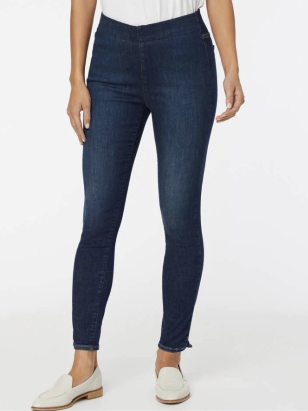 NYDJ Pull-On Skinny Ankle Jeans Dark Blue Denim Sz L ( 12 , 14, 16 )